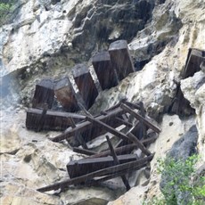 Hanging coffins outside Luobiao